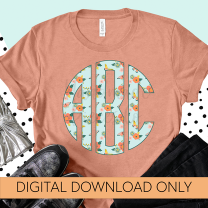 Blooms and Butterfly Monogram - Multiple Styles - Digital Download