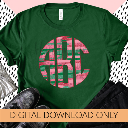 Watermelon Monogram, Brushstrokes - Multiple Styles - Digital Download