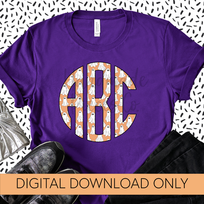 Ghosts Monogram, Orange - Multiple Styles - Digital Download