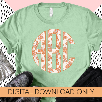 Spring Butterflies Monogram - Multiple Styles - Digital Download