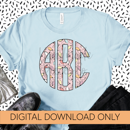 Christmas Lights, Pink Monogram - Multiple Styles - Digital Download