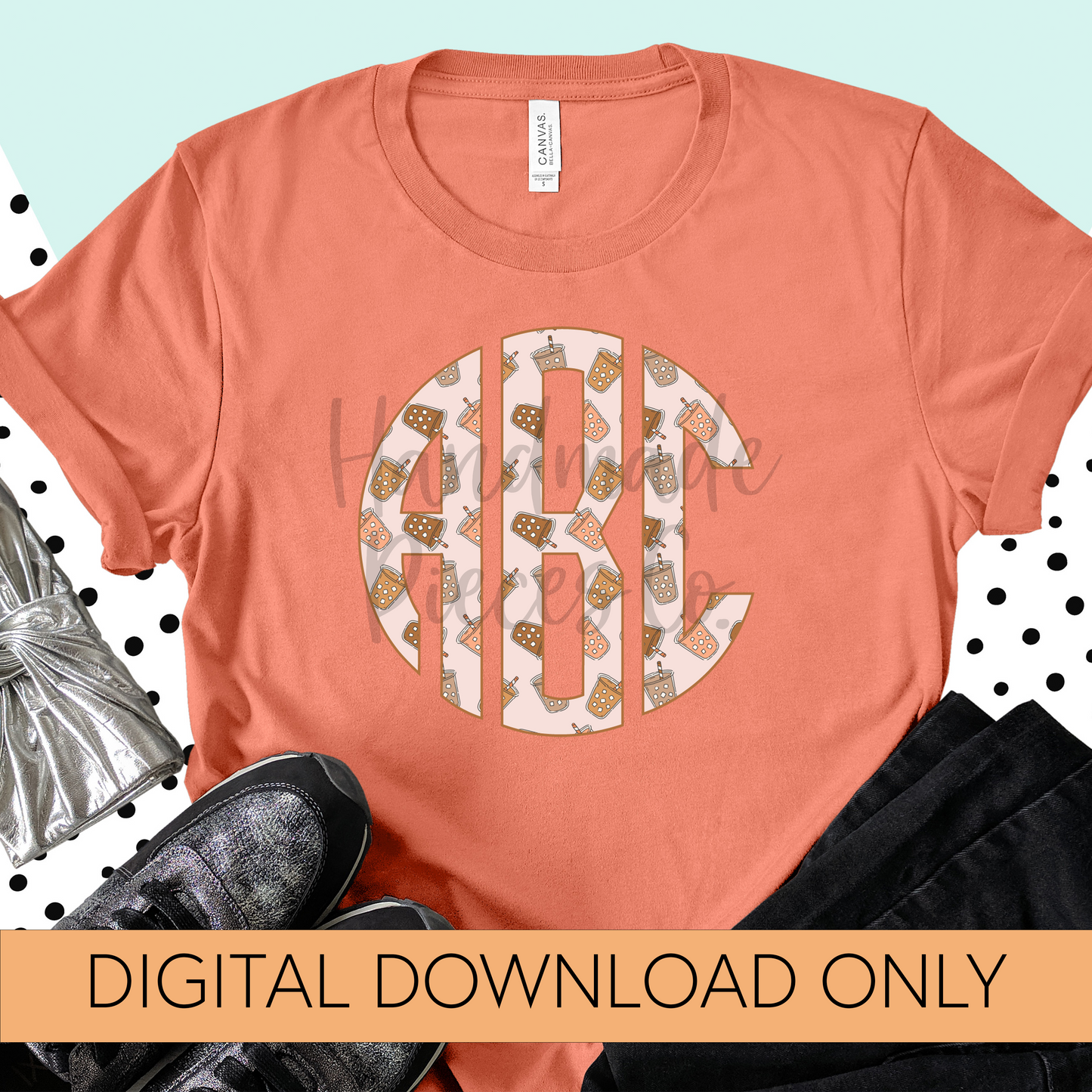 Iced Coffee Monogram - Multiple Styles - Digital Download