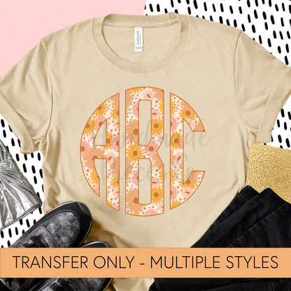 Boho Spring Floral Monogram - Sublimation or HTV Transfer