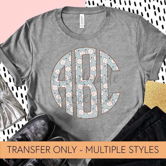 Baseball Monogram - Sublimation or HTV Transfer
