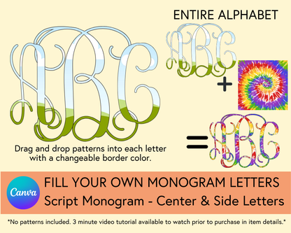 Fillable Canva Monogram Bundle, 7 Monograms - Digital Download