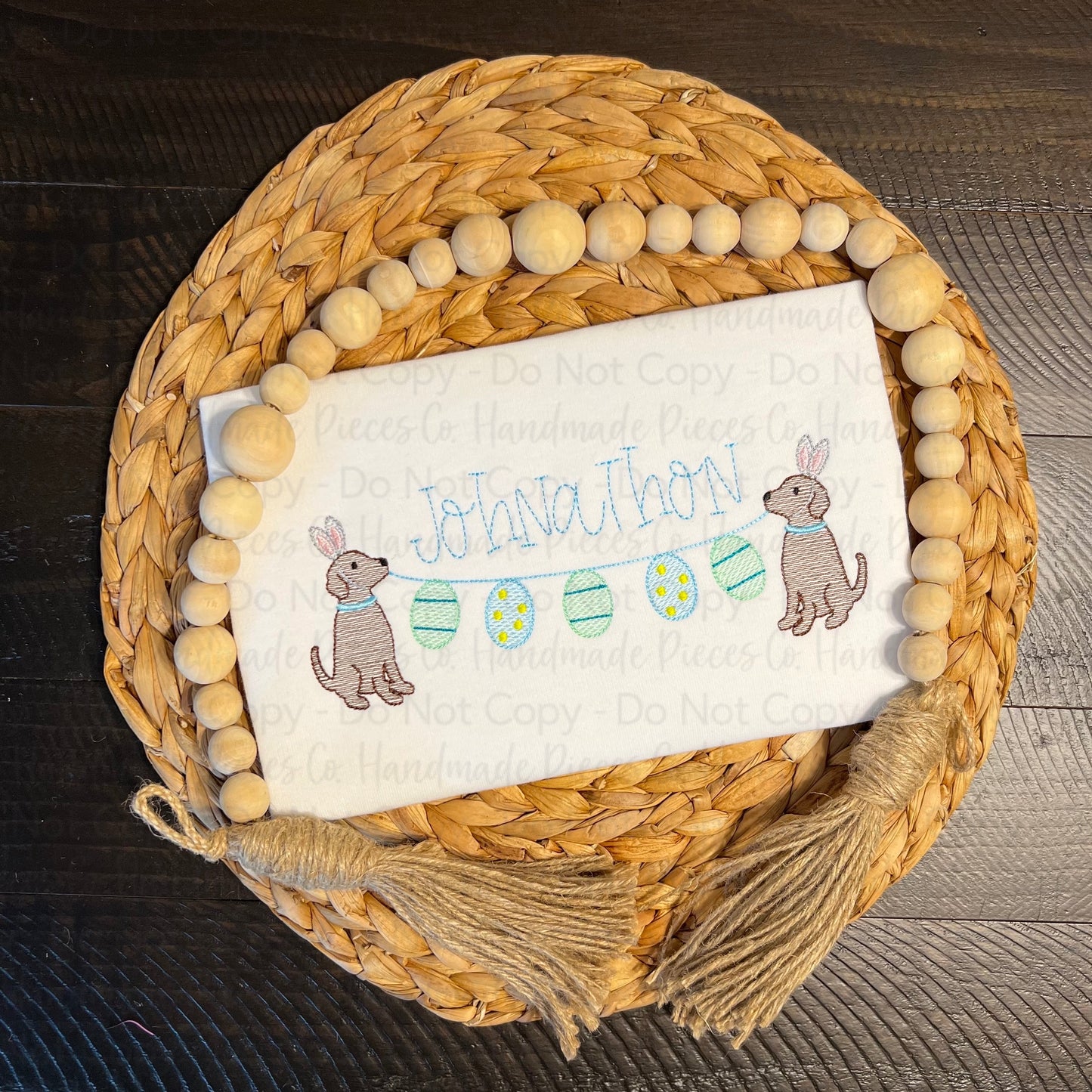 Dogs Holding Eggs, Easter Embroidered Shirt, Name Optional - Youth