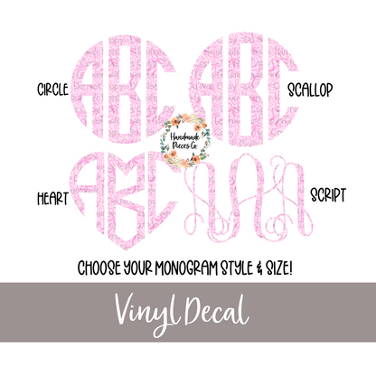 Pink Coquette Bows Monogram - Vinyl Decal