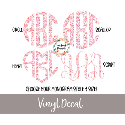 Pink Watercolor Cheetah Monogram - Vinyl Decal