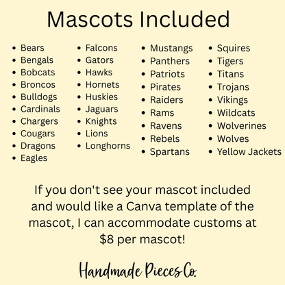 School Mascot Design Bundle, Canva Template (37 Mascots) - Digital Download