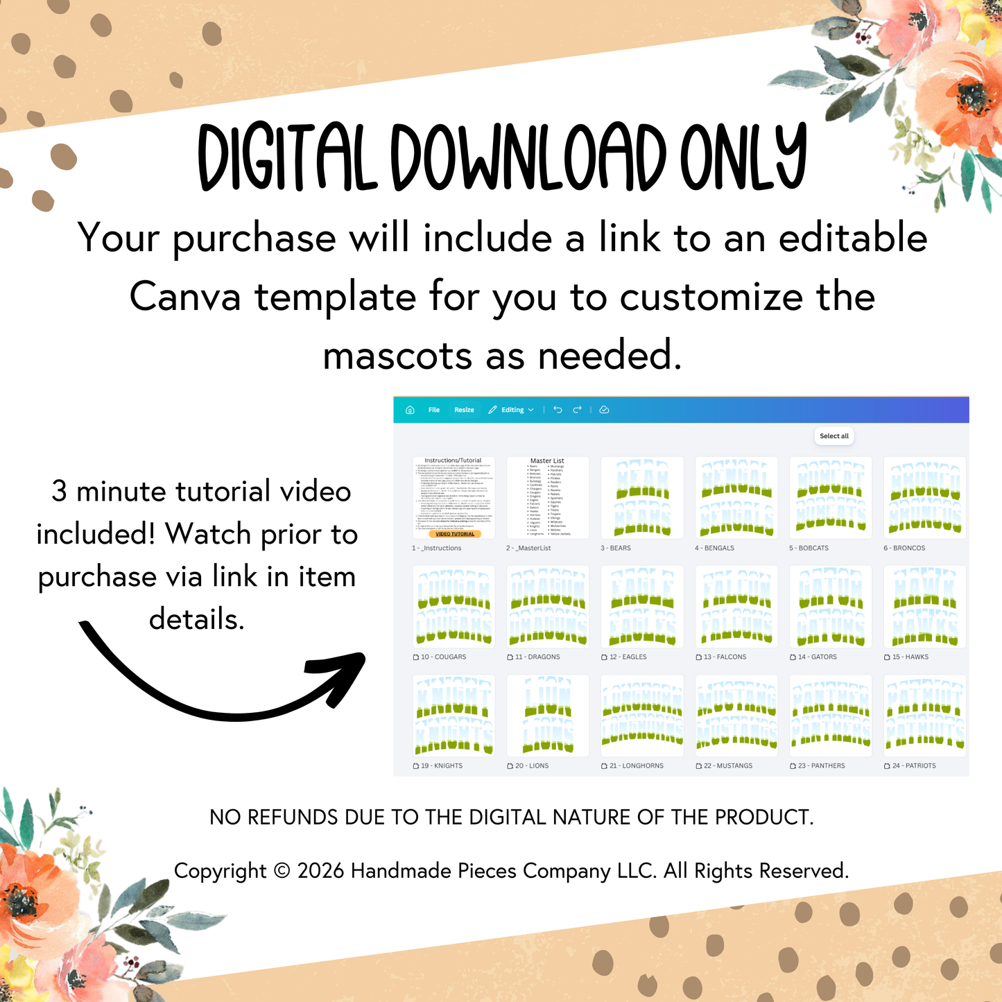 School Mascot Design Bundle - Varsity Arched Letters, Canva Template (37 Mascots) - Digital Download
