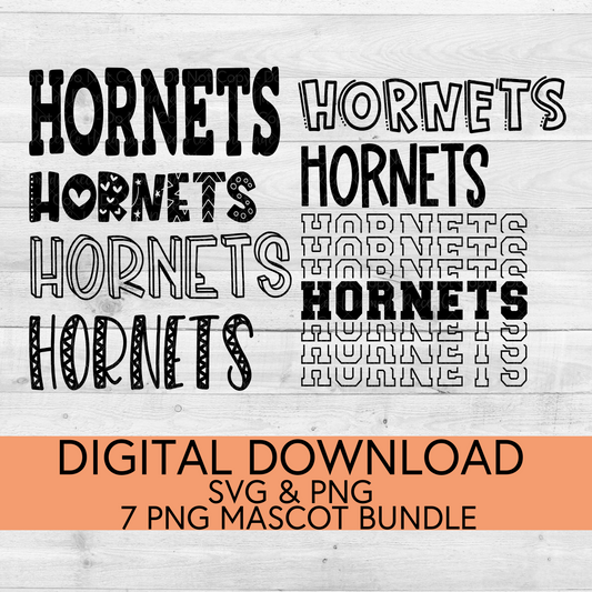 Hornets School Mascot PNG/SVG Bundle - Digital Download