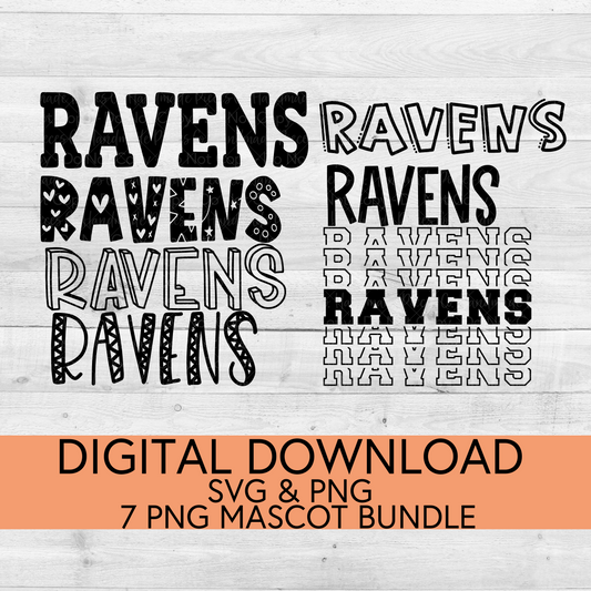 Ravens School Mascot PNG/SVG Bundle - Digital Download