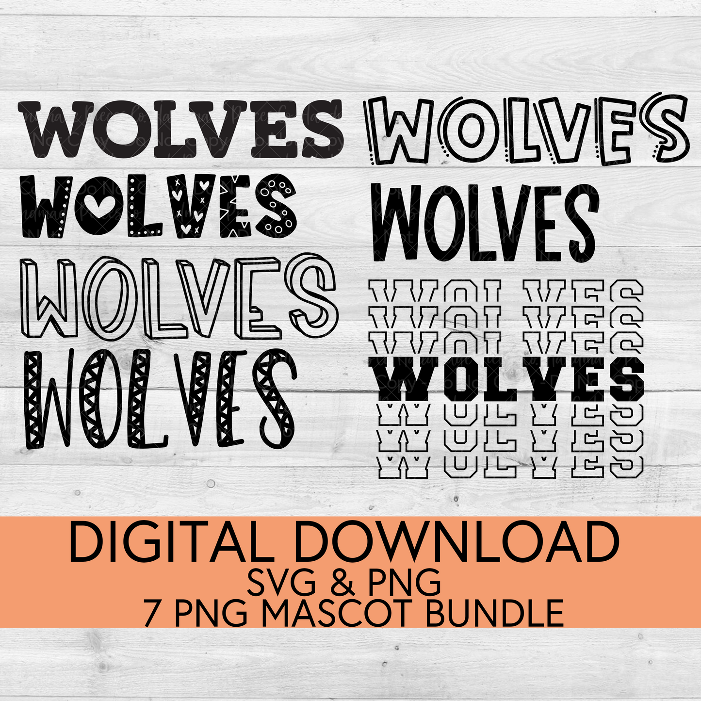 Wolves School Mascot PNG/SVG Bundle - Digital Download