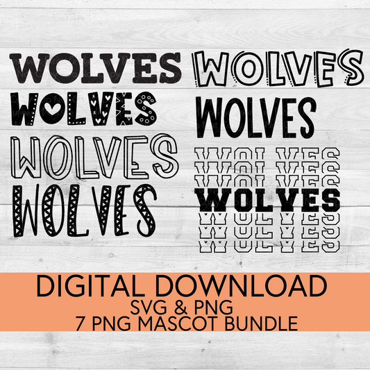 Wolves School Mascot PNG/SVG Bundle - Digital Download