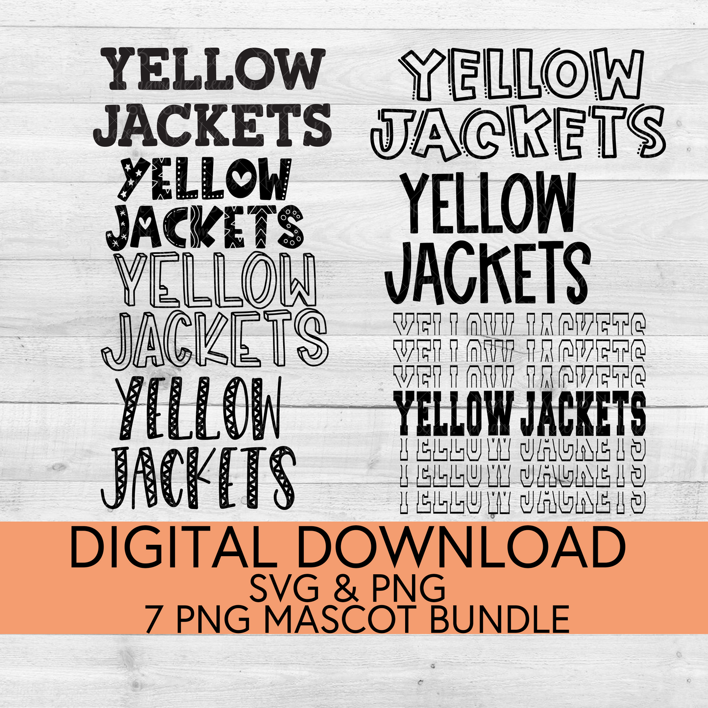 Yellow Jackets School Mascot PNG/SVG Bundle - Digital Download