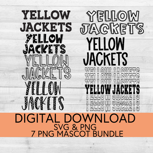 Yellow Jackets School Mascot PNG/SVG Bundle - Digital Download
