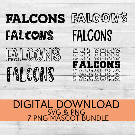 Falcons School Mascot PNG/SVG Bundle - Digital Download