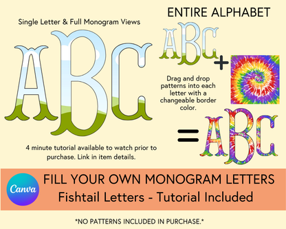Fillable Canva Monogram Bundle, 7 Monograms - Digital Download