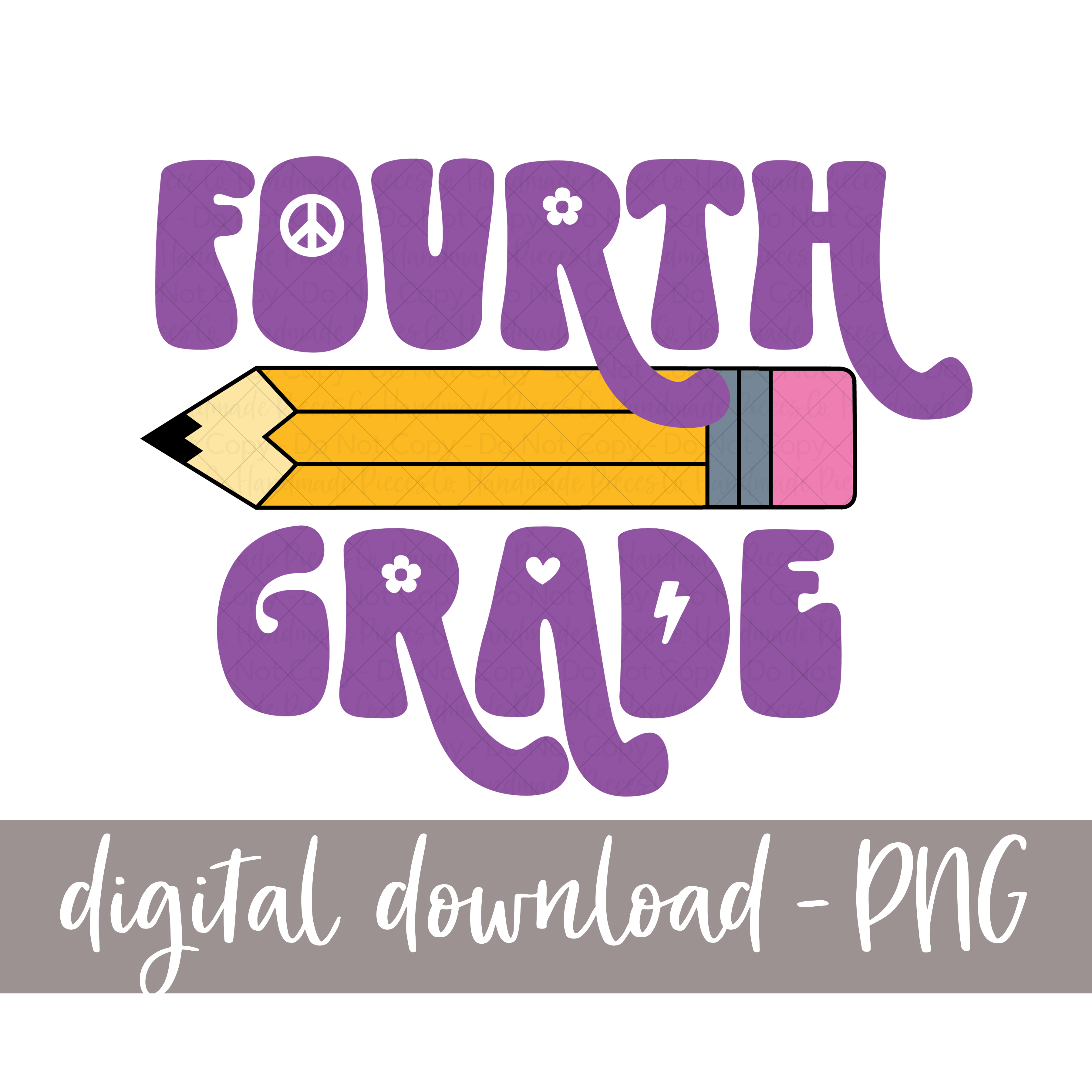 Fourth Grade, Pencil - (Retro Font) – Handmade Pieces Co.