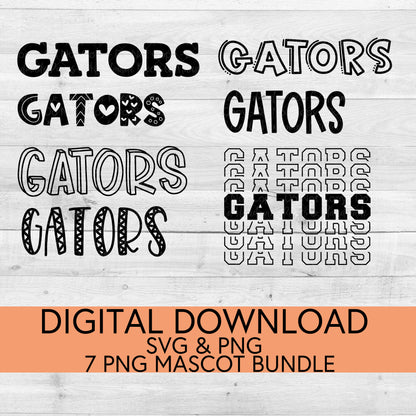 Gators School Mascot PNG/SVG Bundle - Digital Download