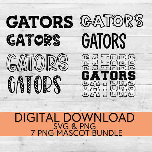 Gators School Mascot PNG/SVG Bundle - Digital Download