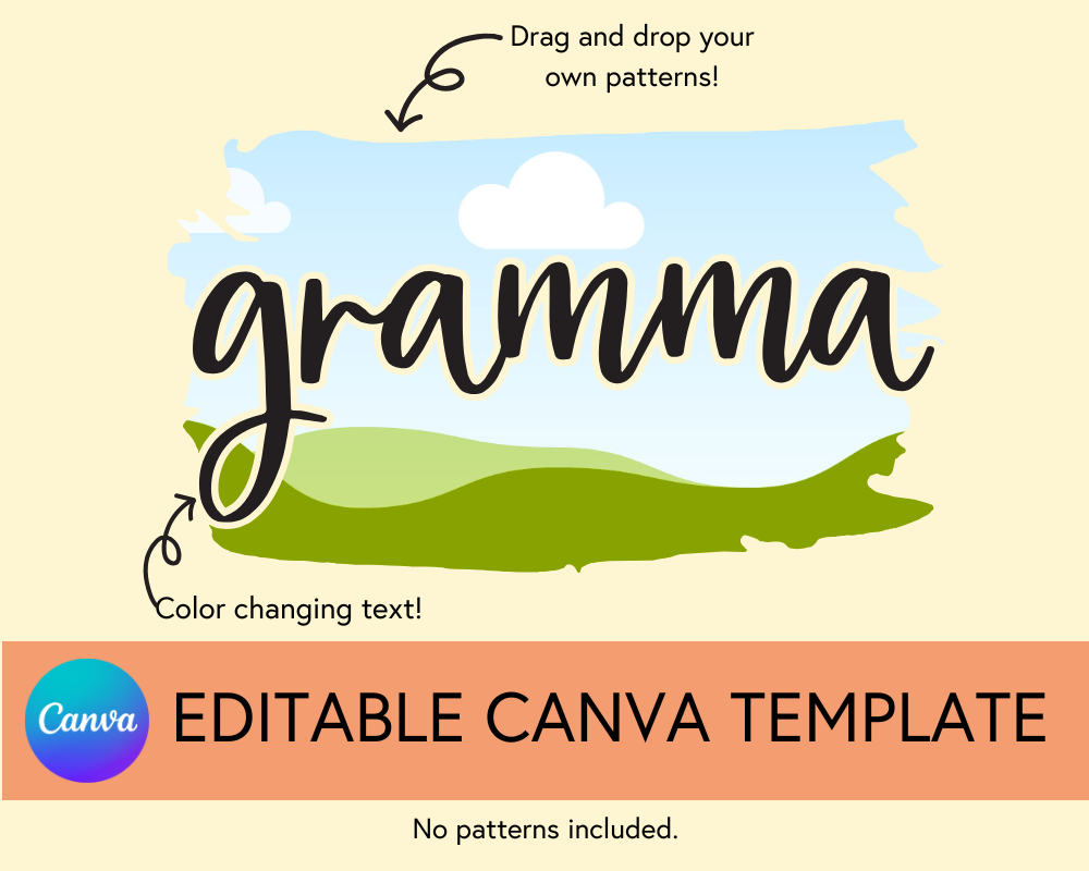 Gramma Canva Template, Brushstroke and Round - Digital Download