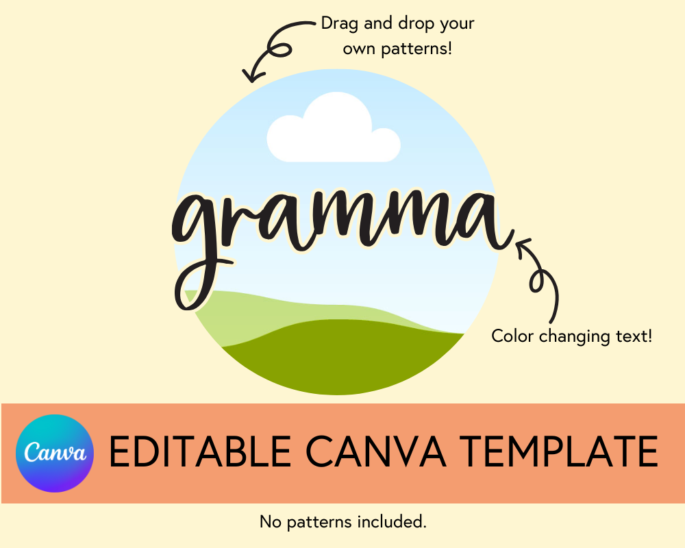 Gramma Canva Template, Brushstroke and Round - Digital Download