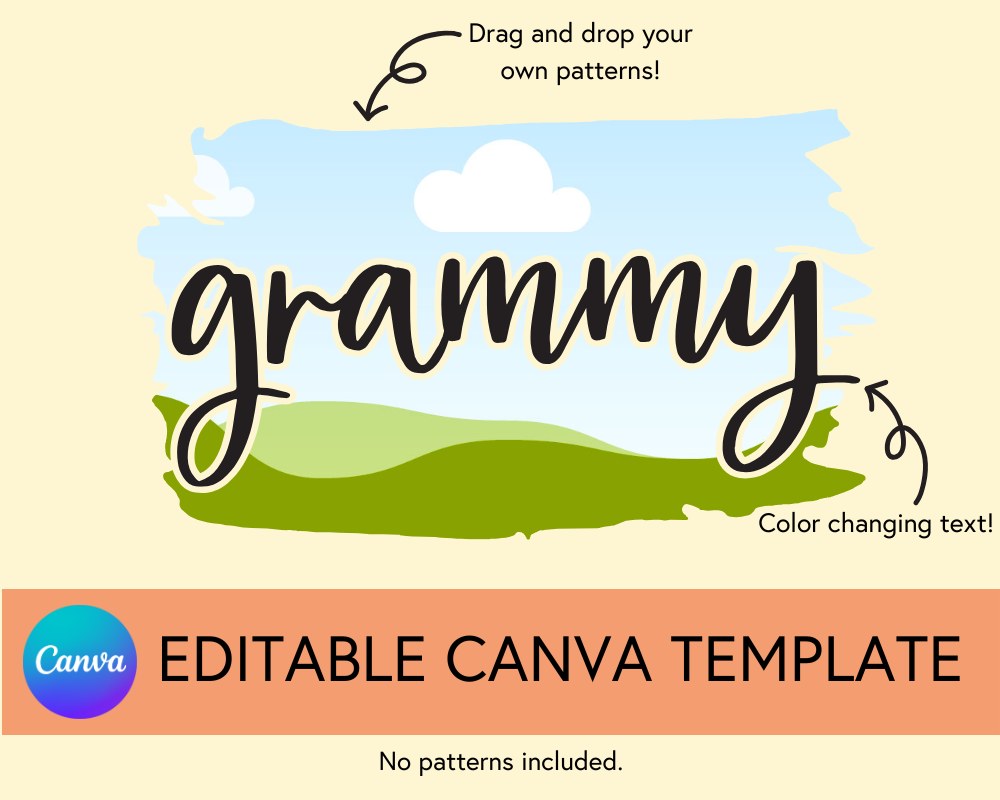 Grammy Canva Template, Brushstroke and Round - Digital Download