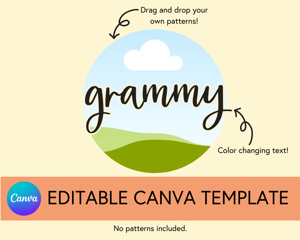 Grammy Canva Template, Brushstroke and Round - Digital Download