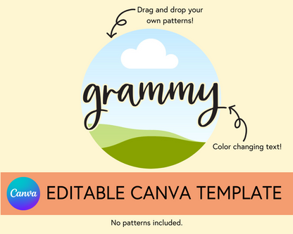 Grammy Canva Template, Brushstroke and Round - Digital Download