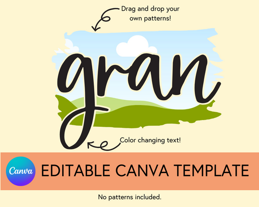 Gran Canva Template, Brushstroke and Round - Digital Download