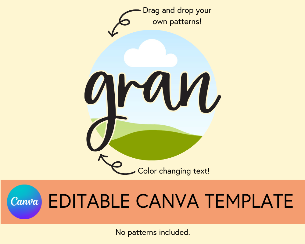 Gran Canva Template, Brushstroke and Round - Digital Download