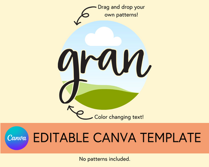 Gran Canva Template, Brushstroke and Round - Digital Download