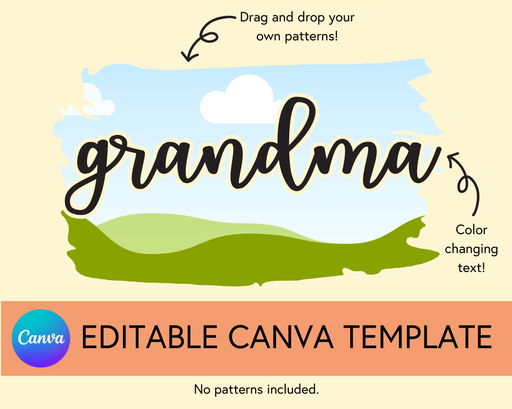 Grandma Canva Template, Brushstroke and Round - Digital Download