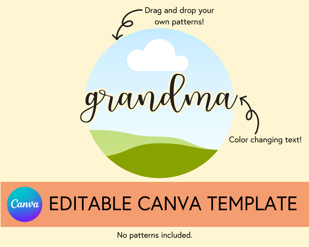 Grandma Canva Template, Brushstroke and Round - Digital Download