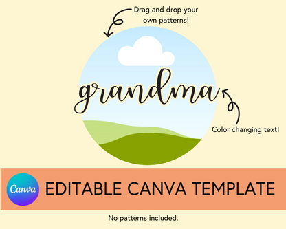 Grandma Canva Template, Brushstroke and Round - Digital Download