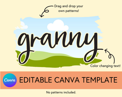 Granny Canva Template, Brushstroke and Round - Digital Download