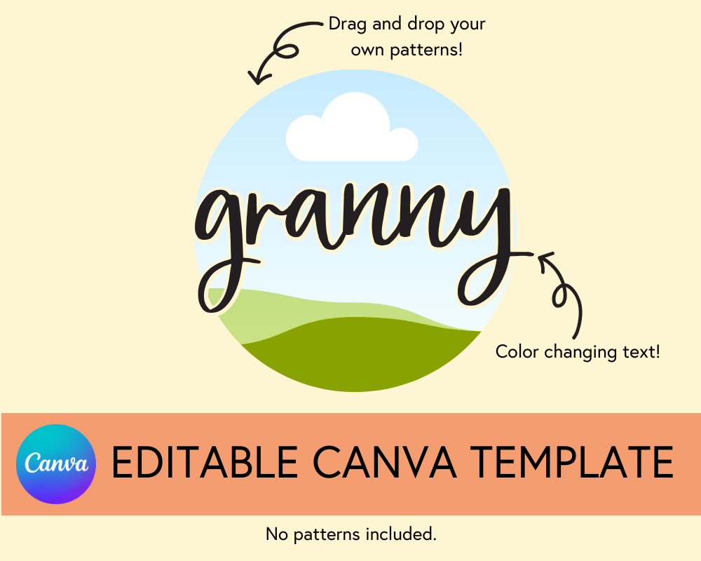 Granny Canva Template, Brushstroke and Round - Digital Download