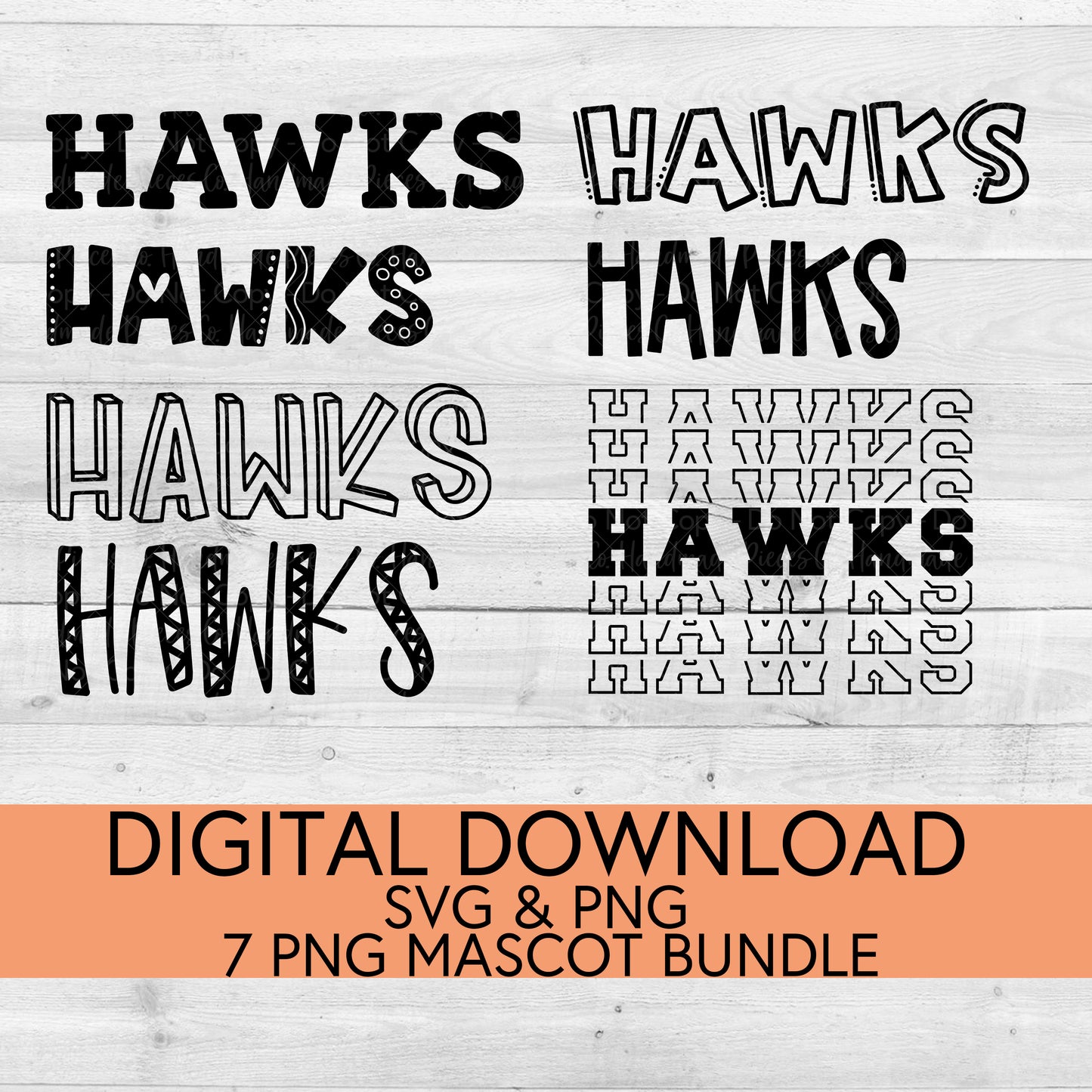 Hawks School Mascot PNG/SVG Bundle - Digital Download
