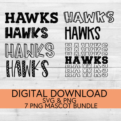 Hawks School Mascot PNG/SVG Bundle - Digital Download