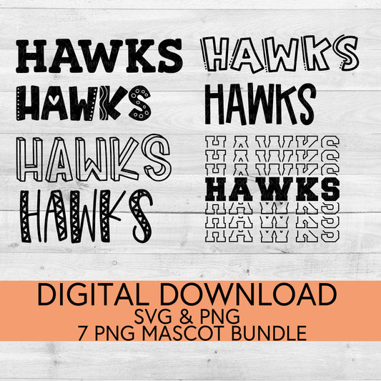 Hawks School Mascot PNG/SVG Bundle - Digital Download