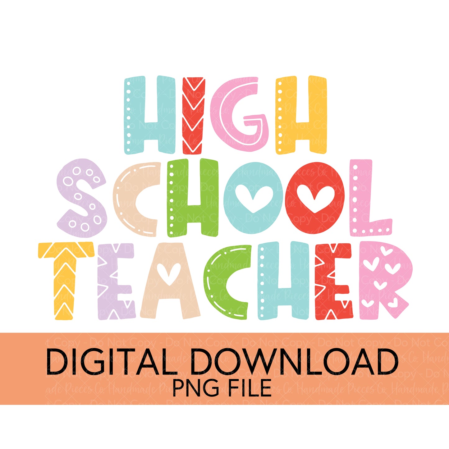 Colorful Teachers, Grades, and School Clubs PNGs - Digital Download