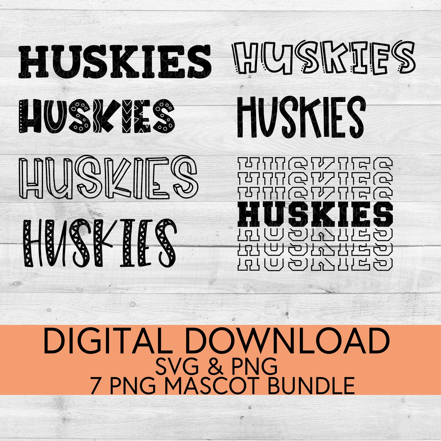 Huskies School Mascot PNG/SVG Bundle - Digital Download