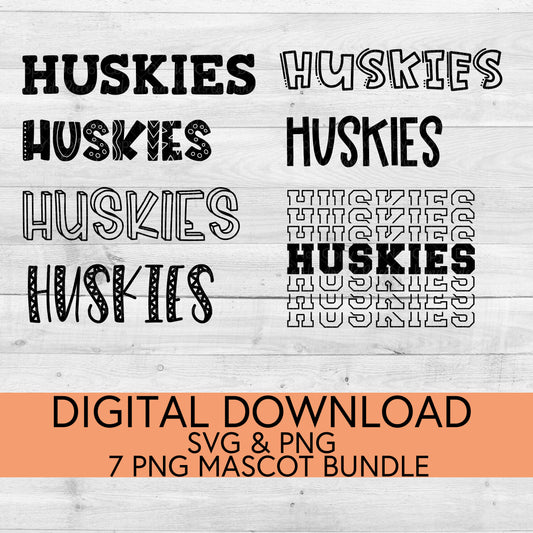 Huskies School Mascot PNG/SVG Bundle - Digital Download