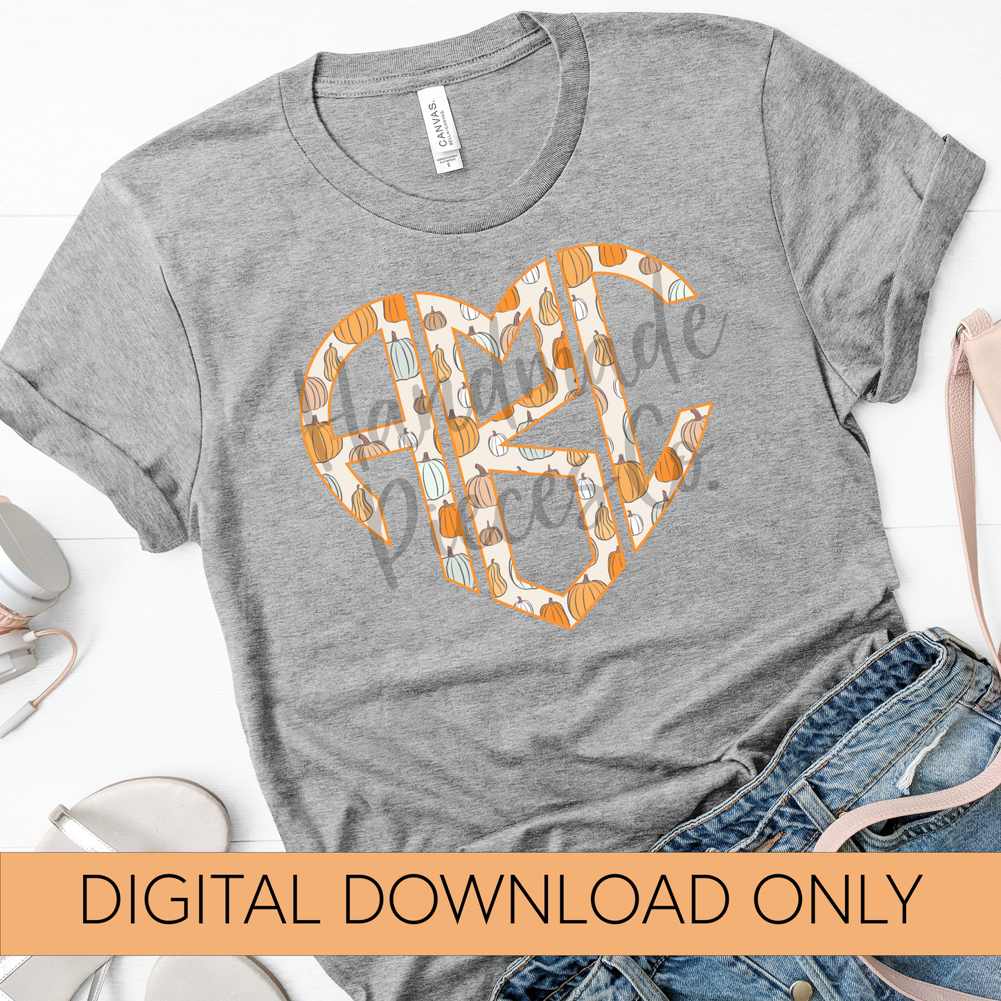 Colorful Pumpkins Monogram - Multiple Styles - Digital Download