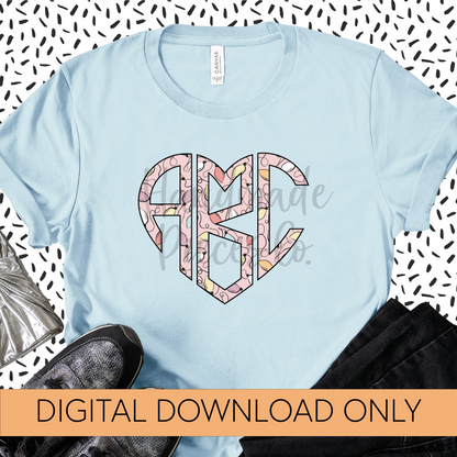 Christmas Lights, Pink Monogram - Multiple Styles - Digital Download