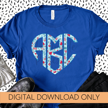 Patriotic College, Light Blue Background Monogram - Multiple Styles - Digital Download