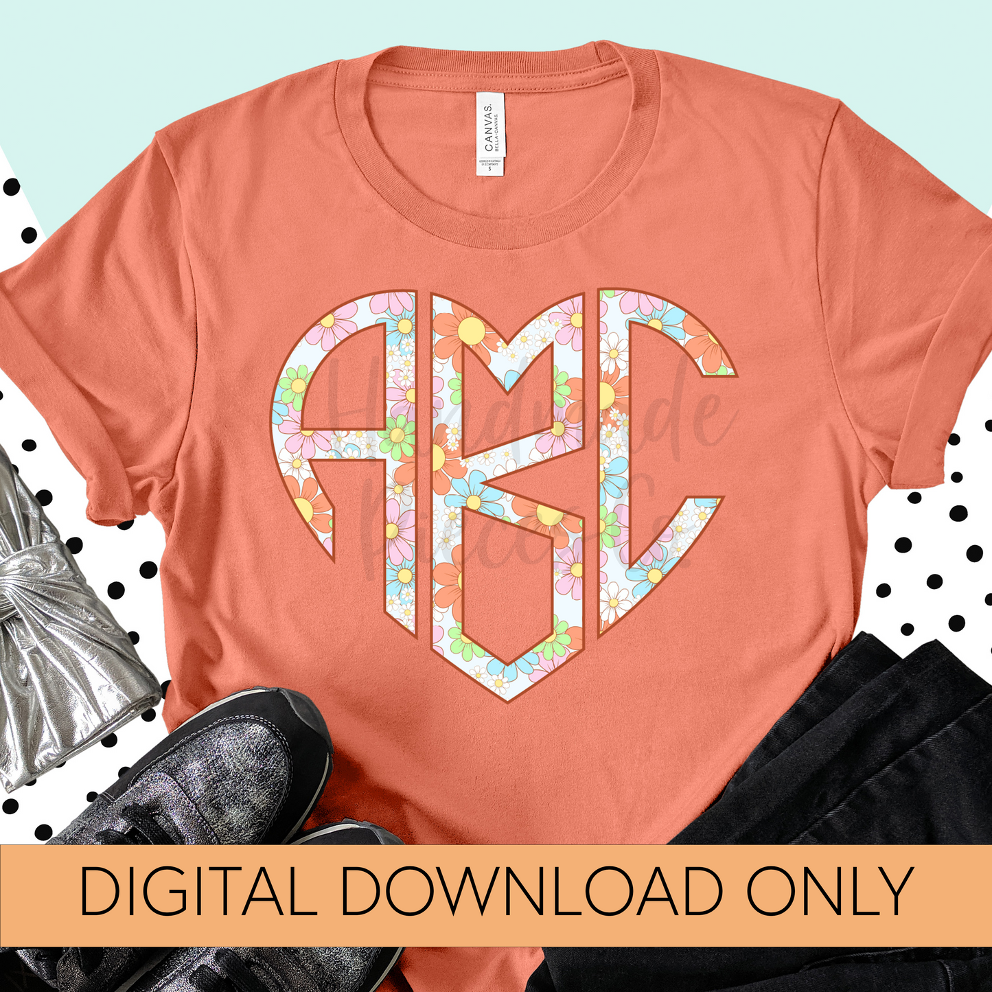 Spring Vintage Retro Floral Monogram - Multiple Styles - Digital Download