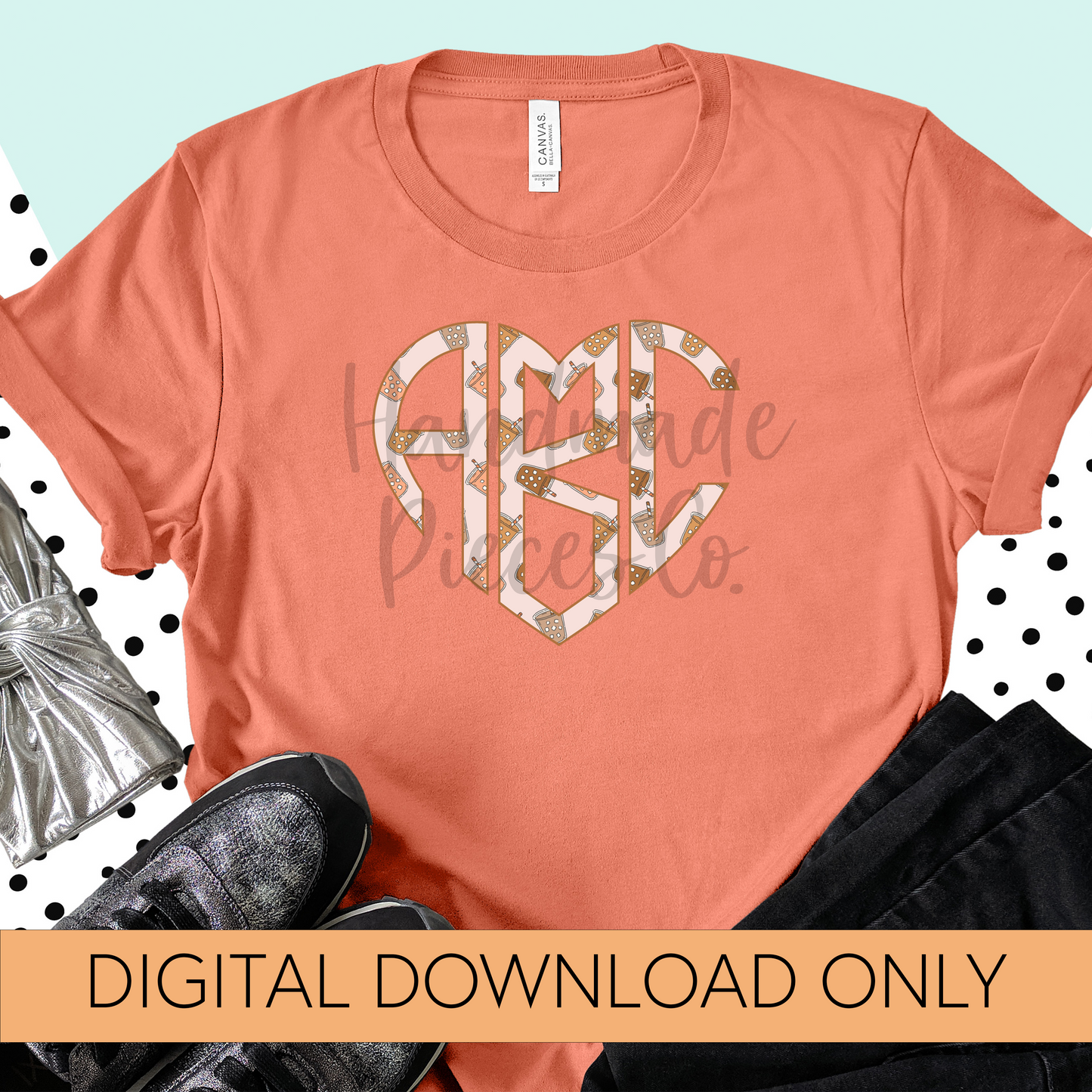 Iced Coffee Monogram - Multiple Styles - Digital Download