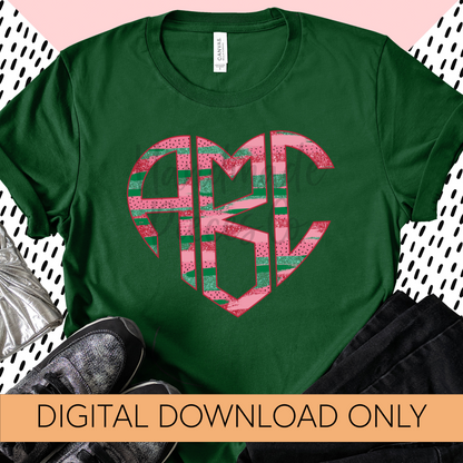 Watermelon Monogram, Brushstrokes - Multiple Styles - Digital Download